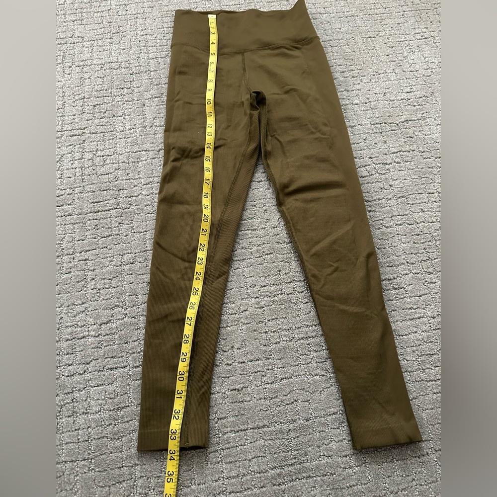 Athleta Aurora Seamless High-Waist Leggings Ribbed Crop Olive
Green, XS EUC - Picture 7 of 7